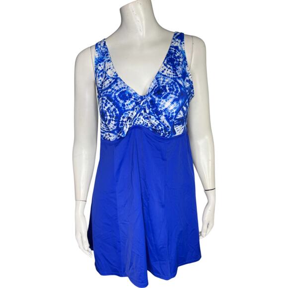 Kim Gravel X Swimsuits for All Tie-Front Swim Dress Whirlpool Size 14 NWOT - Picture 1 of 16